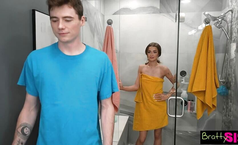 Naughty Nikki Nicole Slurps Up Shy Stepbros Big Dick In Shower