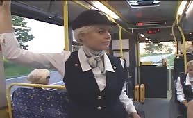 Unsuspecting Big Boob Flight Attendant Jerks Off Man In Public