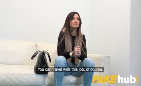 Fake Agent Busty Brunette With Tattooes Is So Horny!