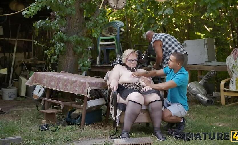 MATURE4K Weird Blonde Diana Loves A Lot Of Cum From 2 Strangers On Her Huge Tits