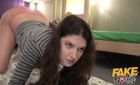 Fake Hostel Busty Brunette Takes A Ride