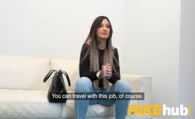 Fake Agent Tattooed Babe From Ukraine Hardly Fucked On Couch
