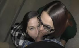 Perfect Public Threesome Blowjob