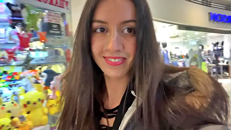 Cumwalk In Public Shopping Mall