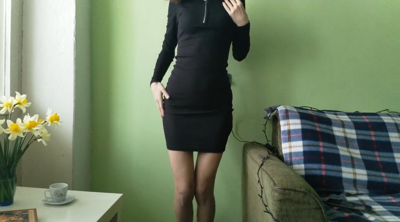 Young Skinny Brunette Shows Us Pretty Great Strip