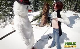 Public Handjobs Brandi De Lafey Strokes A Snowman
