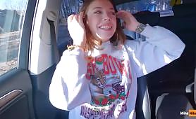 Cute Brunette Teen Babe Gets Fucked In Car For Cash