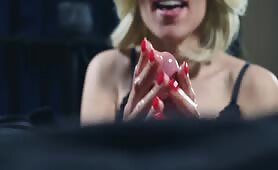 Amateur Blonde Wife Treats Hubby With Edging Handjob