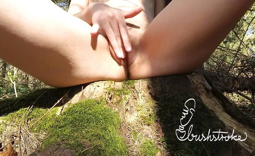 Bushstroke Young Teen Girl Edging And Orgasming Naked In The Forest