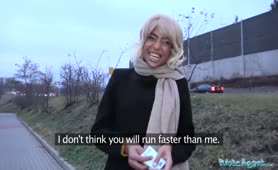 Public Agent Blonde Ebony Slut Fucks On Stairs
