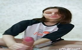 Best POV Handjob By Cute Russian Teen Stepsister