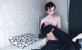 Cute Brunette Plays With His Cock