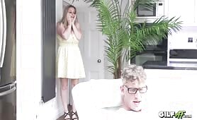 He Got Busted! Plump GILF Fucks Big Cock Stud GILFAF