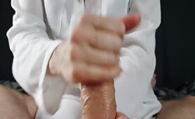 Huge Cock Gets Strokes Close Up Hardcore