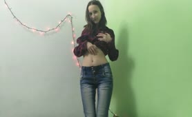 Pretty Skinny Brunette Is Stripping On Cam