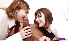 Schoolgirls Take Turns On MONSTER BBC!