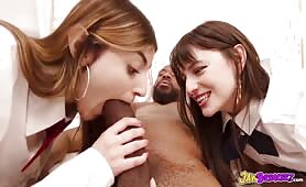 Schoolgirls Take Turns On MONSTER BBC!