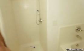 MONSTER Boobs Sprayed With Cum In The Shower After Handjob