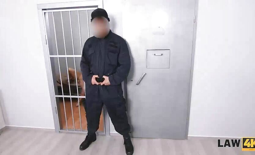 LAW4k Teen Makes It With Security Officer After Being Caught Serving Clients Cock