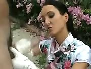 Asian Girl Gives A Nice Handjob While Wearing Satin Gloves