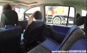 Czech Bitch Black Haired Whore Fucked In Car For Cash