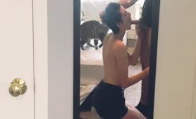 Short Haired Babe Greatly Sucks Him