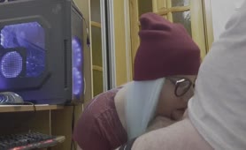 Long Haired Blonde Gives Him Perfect Blowjob