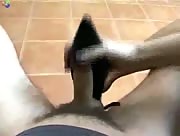 Chick Jerks Guy Off Until He Cums On Her Shoe