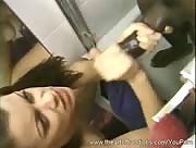Cute Girl Gives Black Guy A Handjob In The Bathroom