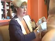 Gloved MILF CFNM Handjob
